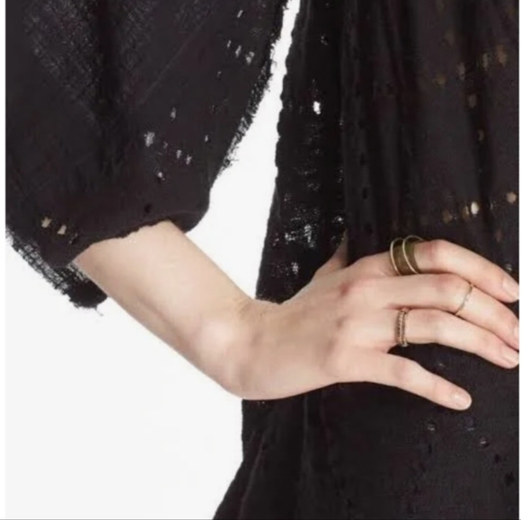 Free People Summer Loving Linen Blend Blouse in Black Small NWT MSRP $98 FP1008 - Picture 5 of 14